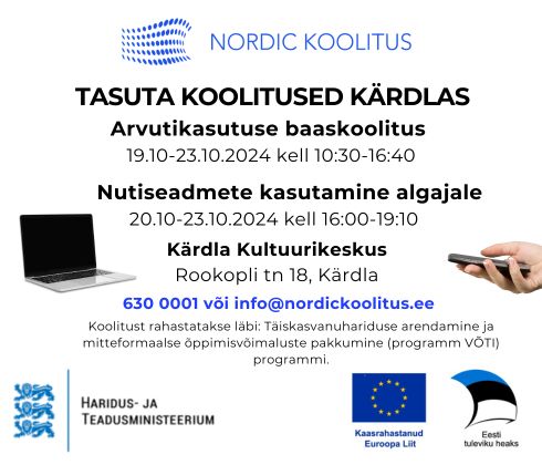 TASUTA KOOLITUSED KÄRDLAS TASUTA KOOLITUSED KÄRDLAS