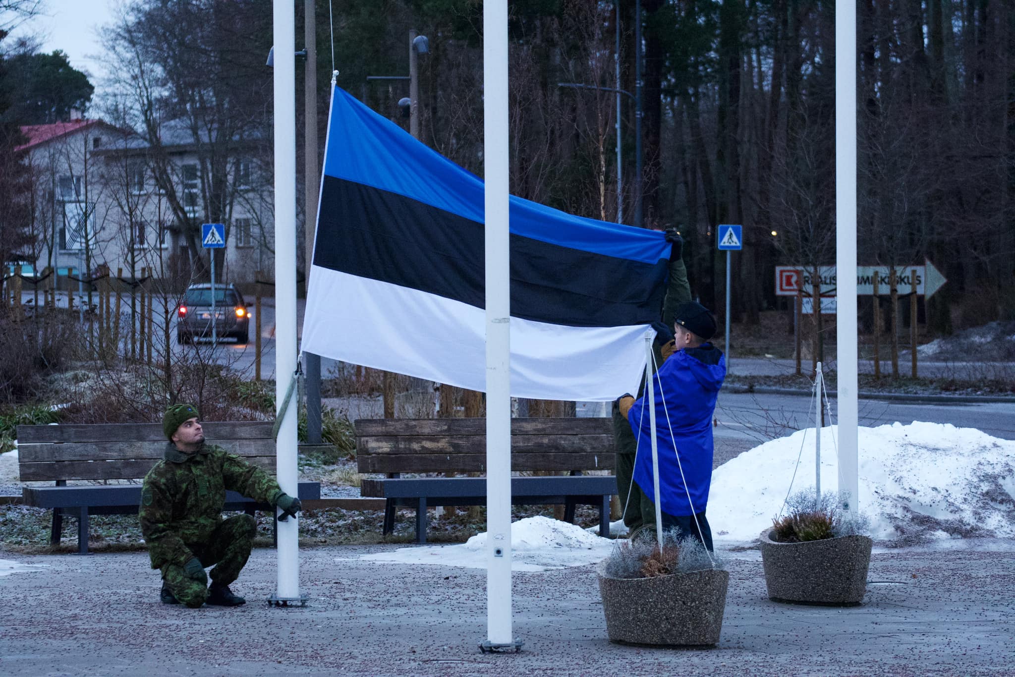 Eesti lipu heiskamine koos Kaitseliiduga Merilin Must