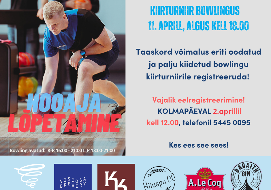 KUU Kiirturniir Bowlingus & Hooaja lõpetamine! KUU Kiirturniir Bowlingus & Hooaja lõpetamine!